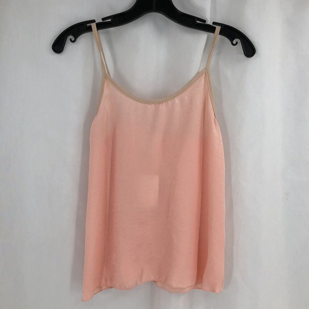Cozy Rozy Pink Shimmer Satin Spaghetti Strap Cami Top Elastic Back Small NWT